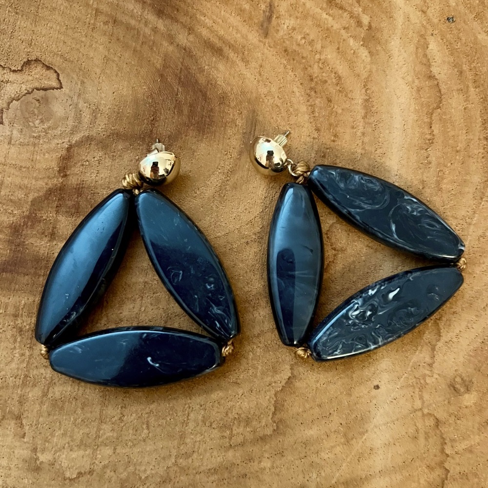 Free People Jumbo Faux Obsidian Earrings | Gold Accent | 70s Inspired